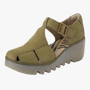 Fly London BURI481FLY Wedge Sandals in Olive Green Womens size 42/11-11.5